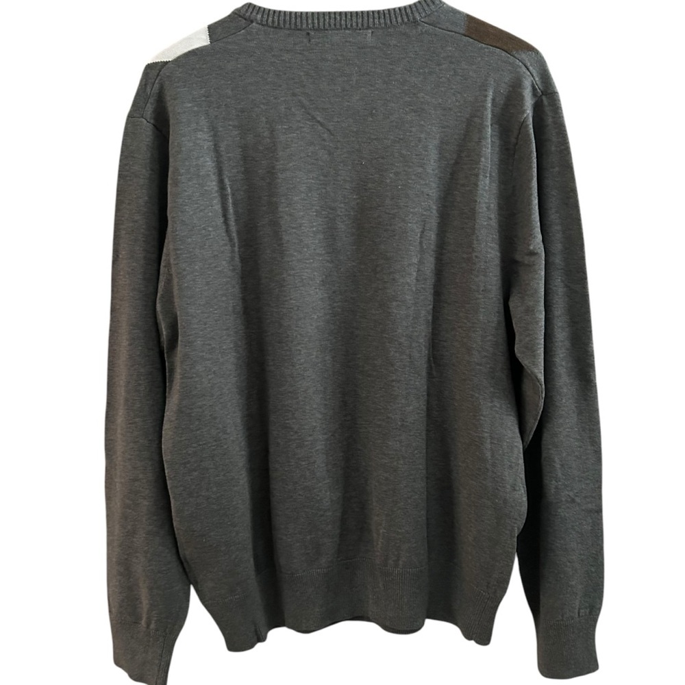 Old Navy Mens XL Gray Argyle Diamond Pullover V Neck 100% Cotton Sweater - Picture 2 of 6